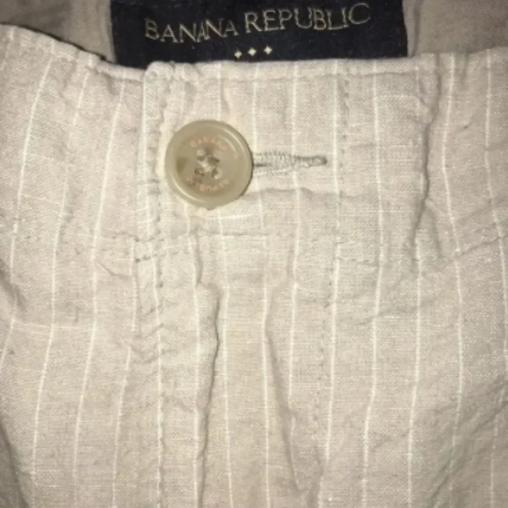 Banana Republic Khaki Striped Linen Shorts